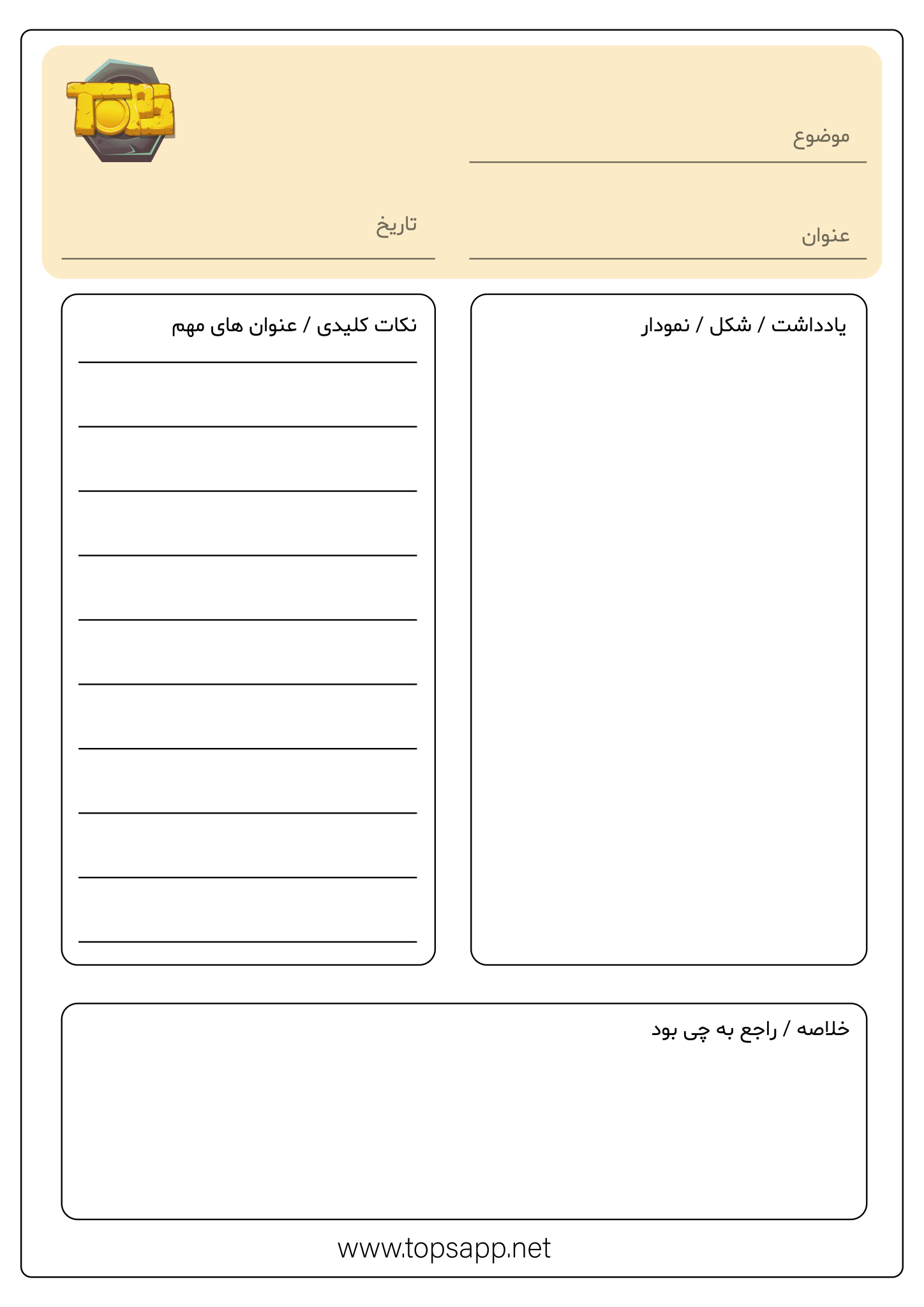 عنوان در روش یادداشت برداری کرنل